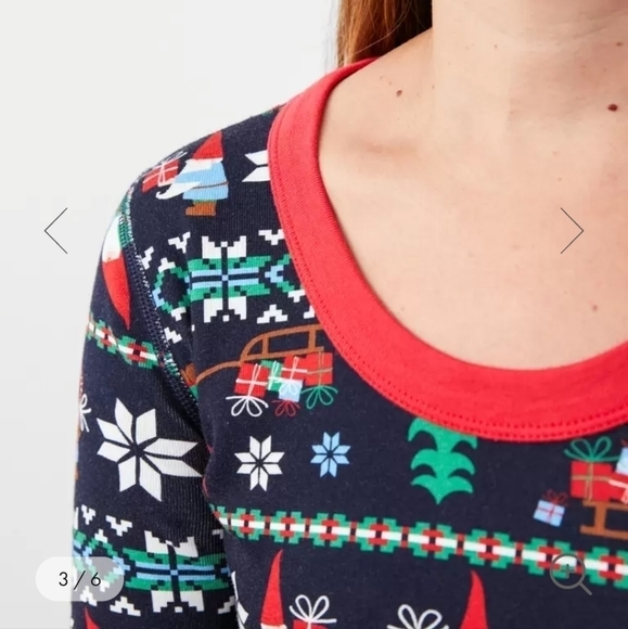 NEW Hanna Andersson Women's Gnome Holiday Print Scoopneck Sz M Pajama Top - Picture 2 of 6